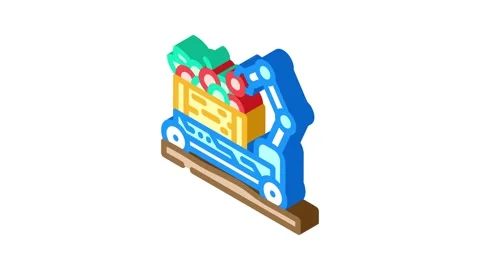 Fruit picker robot harvests isometric icon animation Stock Footage 327278500