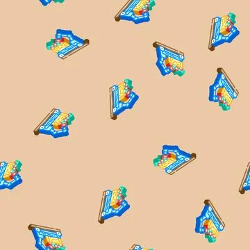 Fruit picker robot harvests isometric icon seamless pattern Illustrazione stock