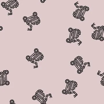 Fruit picker robot harvests line seamless pattern Illustrazione stock