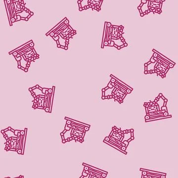 Fruit picker robot harvests line vector seamless pattern 스톡 일러스트