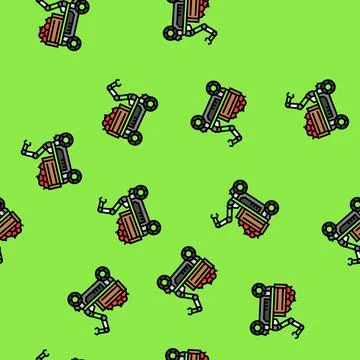 Fruit picker robot harvests vector seamless pattern Stock Illustration