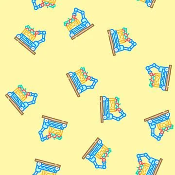 Fruit picker robot harvests vector seamless pattern Stock Illustration