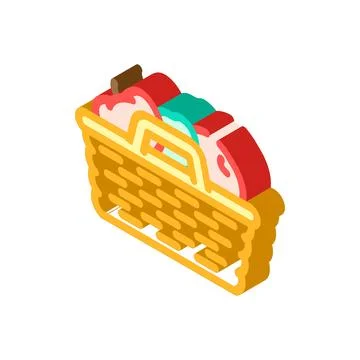 Fruit picking summer spend time isometric icon vector illustration Stock Illustration
