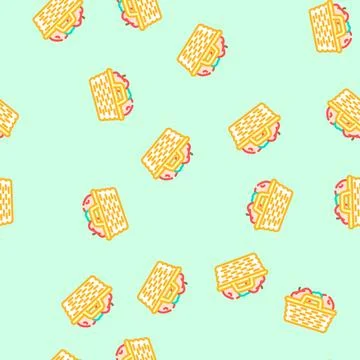 Fruit picking summer spend time vector seamless pattern Stock Illustration