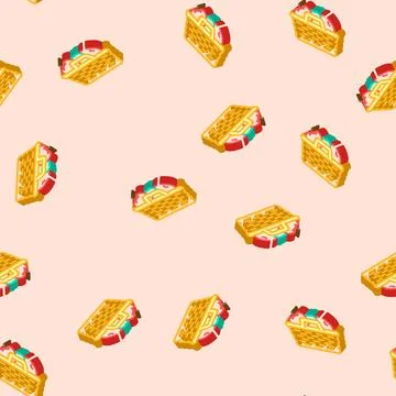 Fruit picking summer spend time isometric icon seamless pattern Stock Illustration