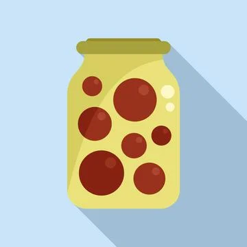 Fruit pickled icon flat vector. Food jar Stock Illustration