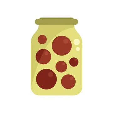 Fruit pickled icon flat vector. Food jar Ilustración de archivo