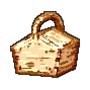 Fruit picnic basket game pixel art vector illustration Stock Illustration