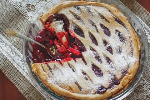 Fruit pie with cherries Stock Photos