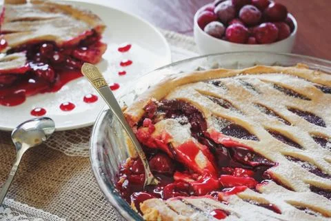 Fruit pie with cherries Stock Photos