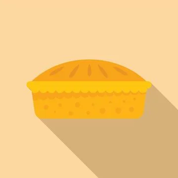 Fruit pie icon flat . Apple cake Stock Illustration