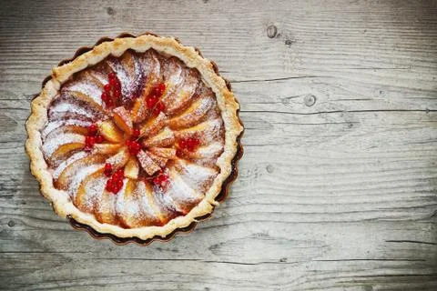Fruit pie with peaches Stock Photos