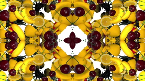 Fruit Pieces Kaleidoscope Pattern Stock Footage 244658459