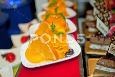 Fruit pies, jellies Stock Photos