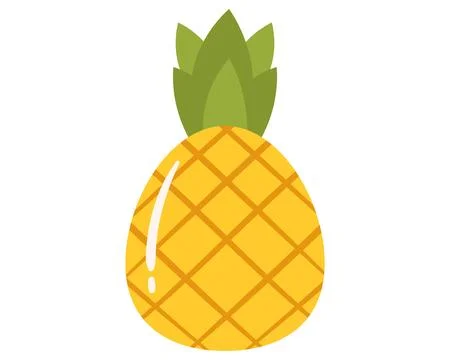 Fruit pineapple in cartoon hand drawn simple style. Editable variable color. Stock Illustration