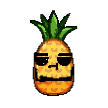 Fruit pineapple character pixel art vector illustration Stock Illustration