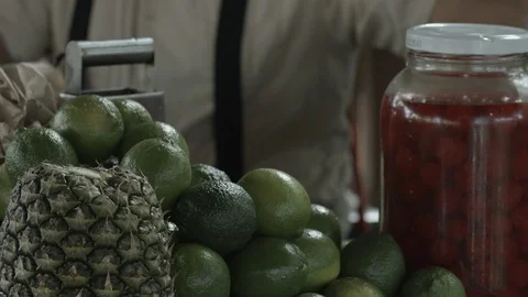 Fruit / Pineapple, lemon and cherries Video stock 90652739