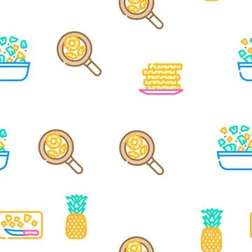 Fruit pineapple slice cut food vector seamless pattern Stock Illustration