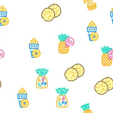 Fruit pineapple slice cut food vector seamless pattern Stock Illustration