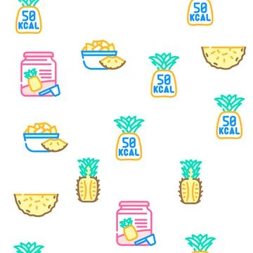 Fruit pineapple slice cut food vector seamless pattern Stock Illustration