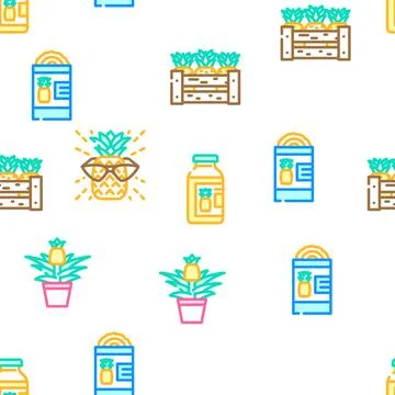 Fruit pineapple slice cut food vector seamless pattern Illustrazione stock