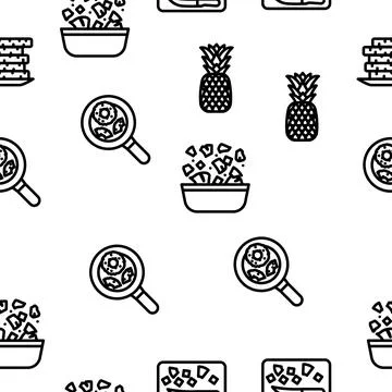 Fruit pineapple slice cut food vector seamless pattern Stock Illustration