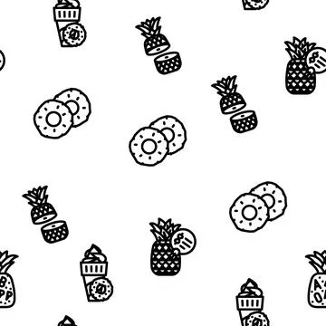 Fruit pineapple slice cut food vector seamless pattern Stock Illustration