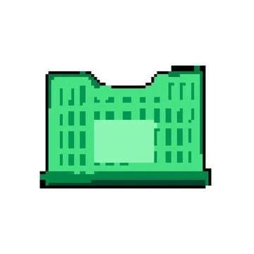 Fruit plastic crate pixel art vector illustration Stock Illustration