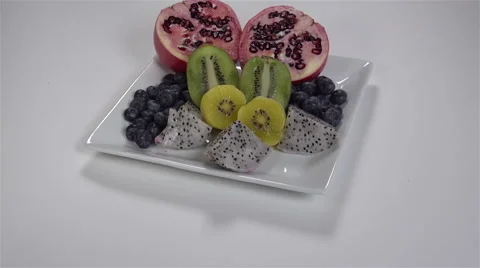 Fruit on a plate. 4K UHD Stock Footage 48343552