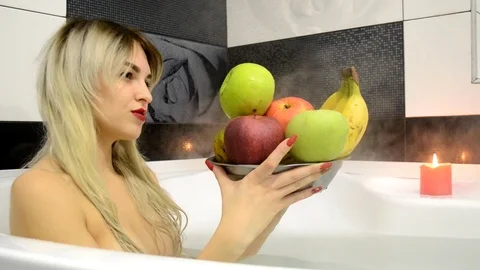 Fruit plate in bath Stock Footage 101552481