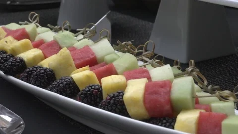 Fruit plate on buffet table Stock Footage 82886935