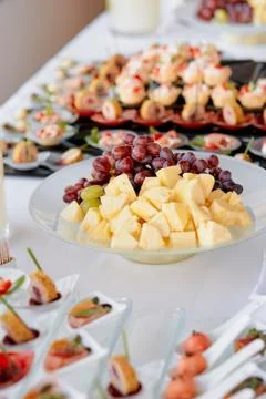 Fruit plate on cater table Stock Photos