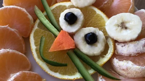 Fruit plate designed as mice face. Stock Footage 295874113