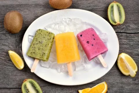 Fruit popsicles ice cream Stock Photos