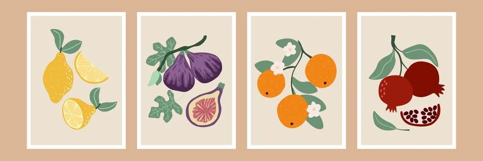 Fruit posters set vector graphic Stock Illustration