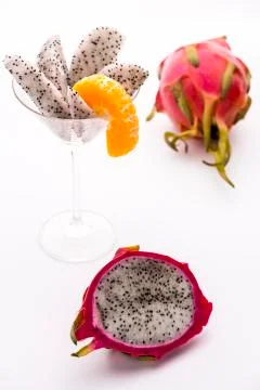 Fruit pulp of the strawberry pear. Stock Photos