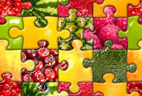 Fruit Puzzle Seamless Stock Photos