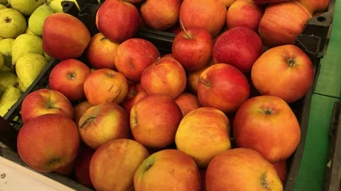 Fruit racks in the supermarket. Stock Footage 160502396