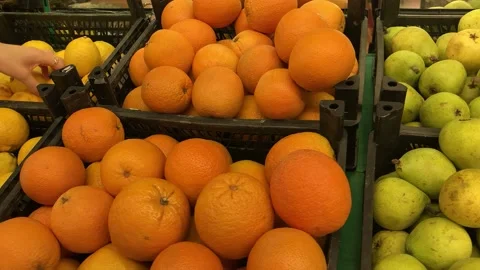 Fruit racks in the supermarket. Stock Footage 160502534