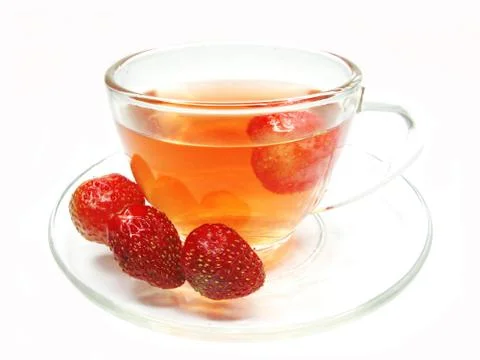 Fruit red tea with strawberry Stock Photos