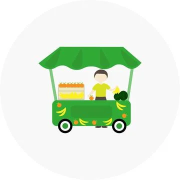 Fruit retail store, green mobile tent. Small business concept Stock Illustration