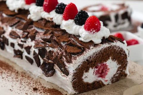 Fruit roulade snack Stock Photos