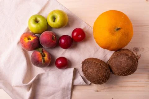 Fruit on rustic backgroud Stock Photos