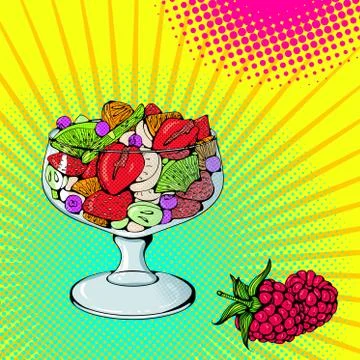 Fruit salad bright colored Stock Illustration