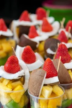 Fruit salad cups Stock Photos