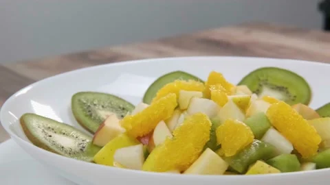 Fruit salad. Fruit slices fall. Stock Footage 153964138