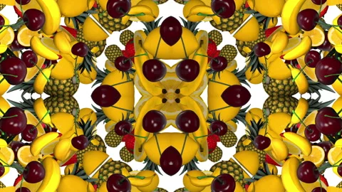 Fruit Salad Kaleidoscope Pattern Stock Footage 244658478