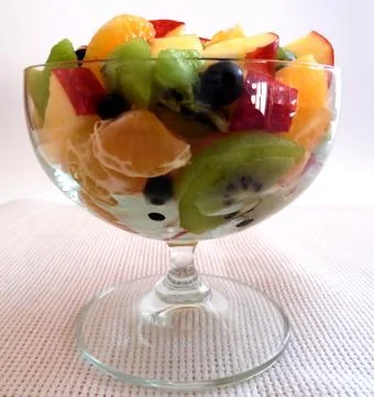 Fruit salad on a light background Foto stock