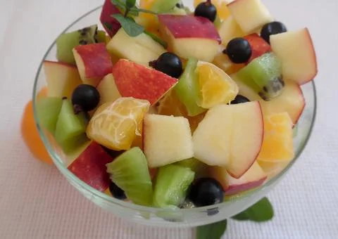 Fruit salad on a light background Foto stock