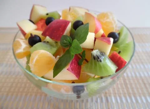 Fruit salad on a light background Foto stock